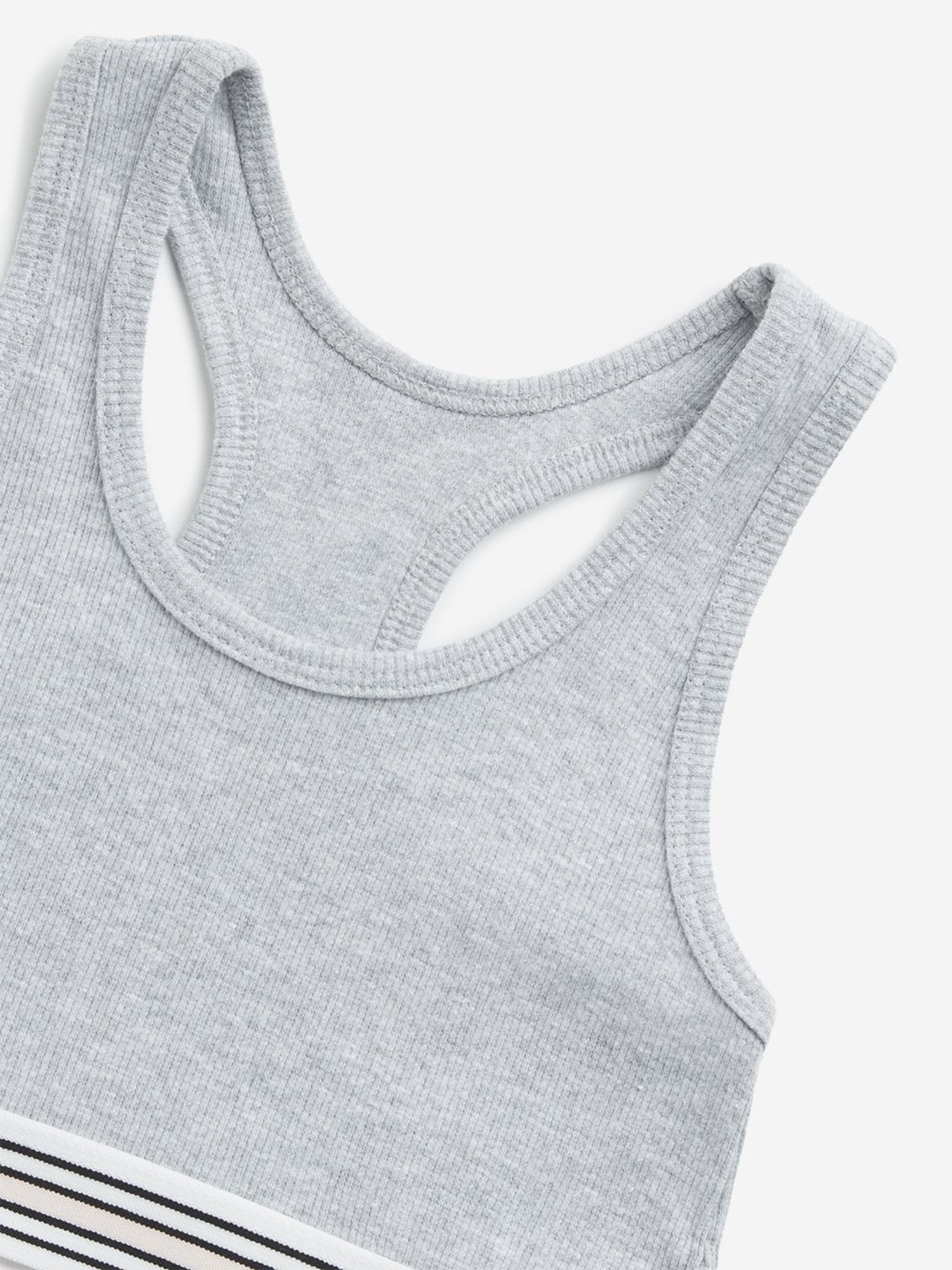 Y&F Kids by Westside Grey Ribbed Textured Cotton Blend Crop Top