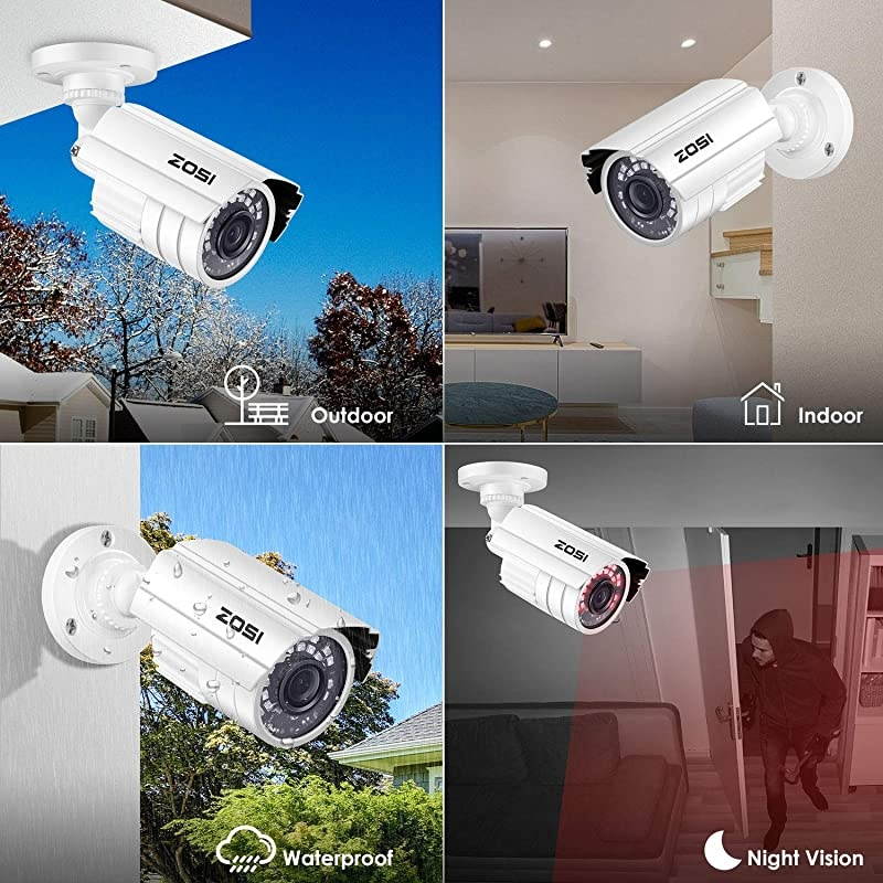 4 Pack 2.0MP 1080P 1920TVL HD-TVI Indoor Outdoor CCTV Cameras Kits 80ft IR Day Night Vision Waterproof Cameras Aluminum Housing for 720P / 1080N / 1080P/5MP/4K HD-TVI AHD CVI Analog DVR Systems