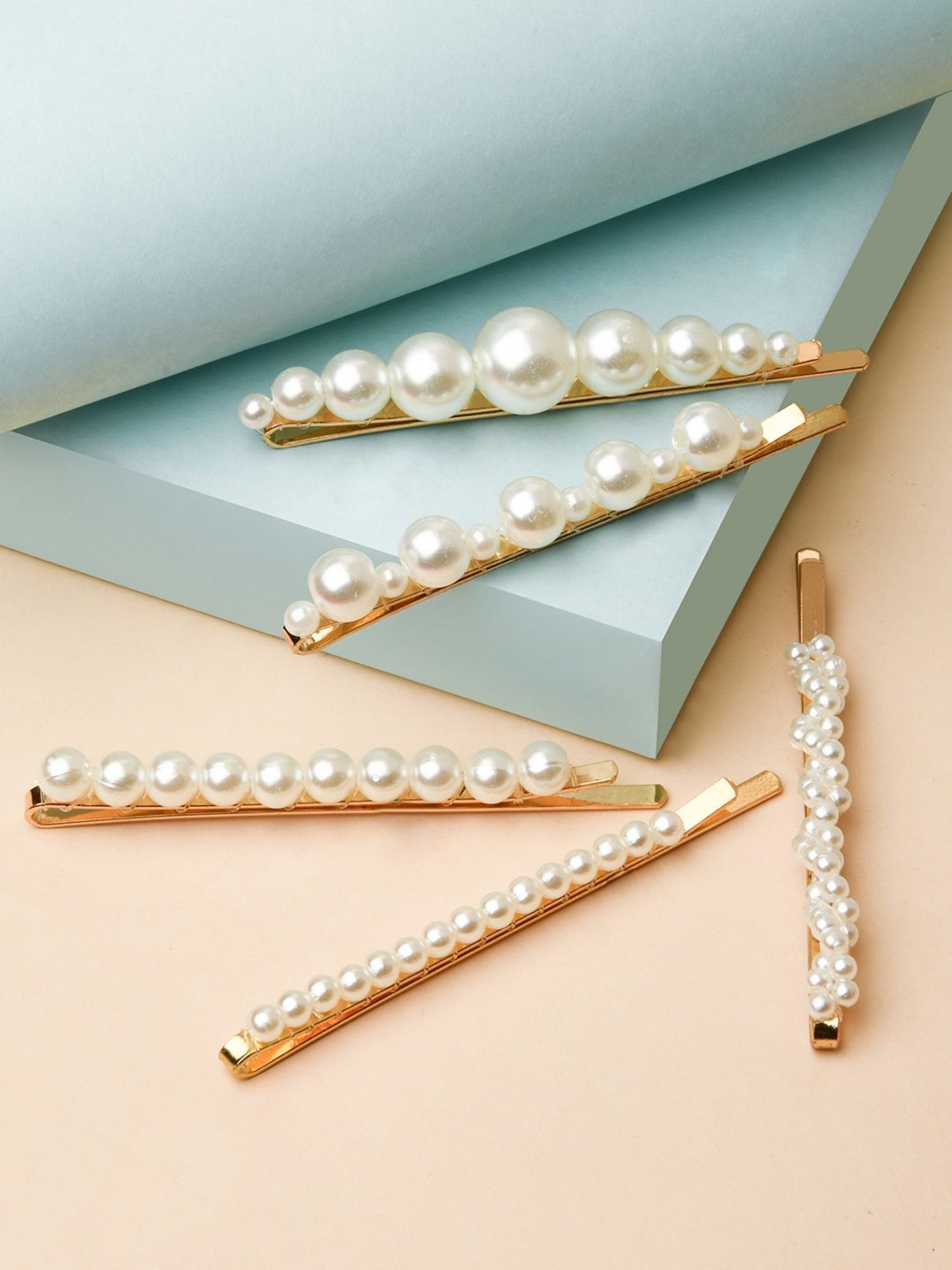 Golden Embellished Hair Clip - Set of 3