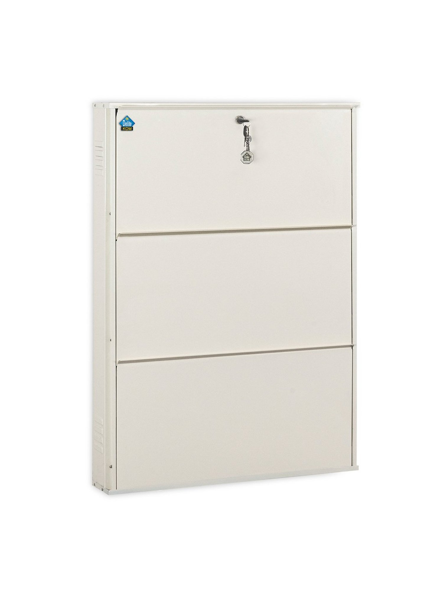 Delite Kom Metal Shoe Rack - 29" 3 Shelf, Ivory, PowderCoat, Wall Mount, DIY