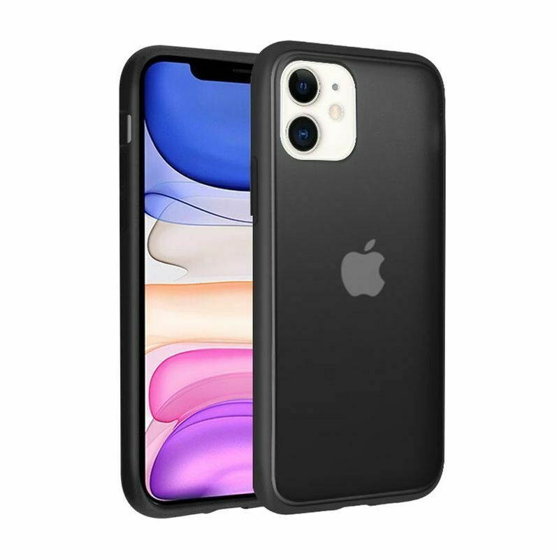 For  iPhone 11 Smoke Black Semi Transparent Frosted Hard TPU Case