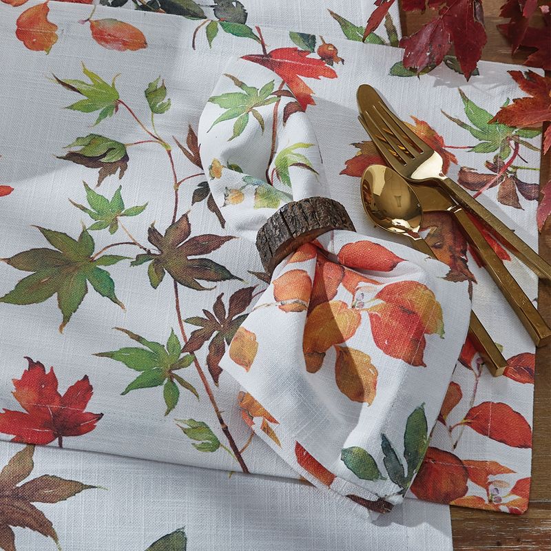 Split P Falling Leaves Napkin Set - White