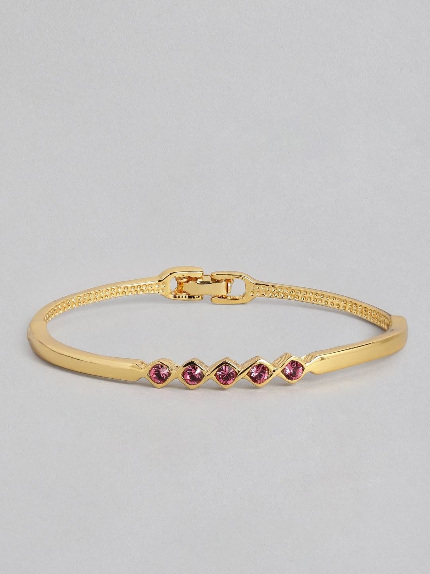 Estele Gold-Plated Bracelet with Pink Crystals for Women