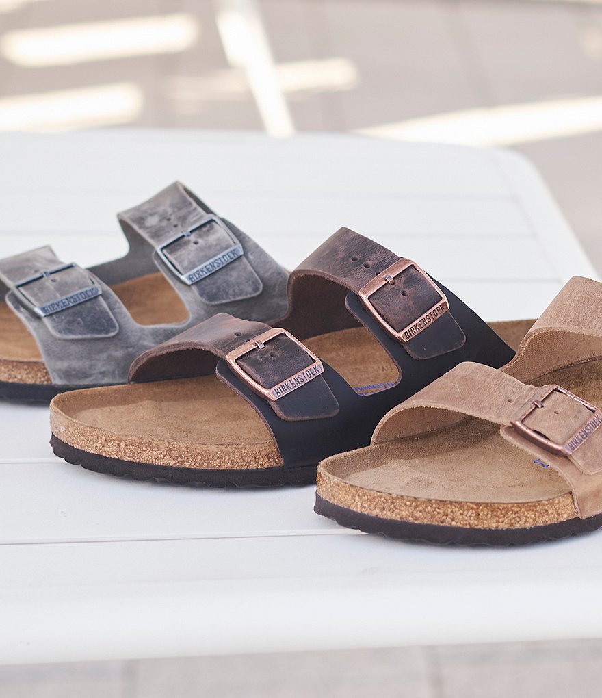 Birkenstock Arizona Men's Oiled Leather Soft Footbed Slip On Sandals