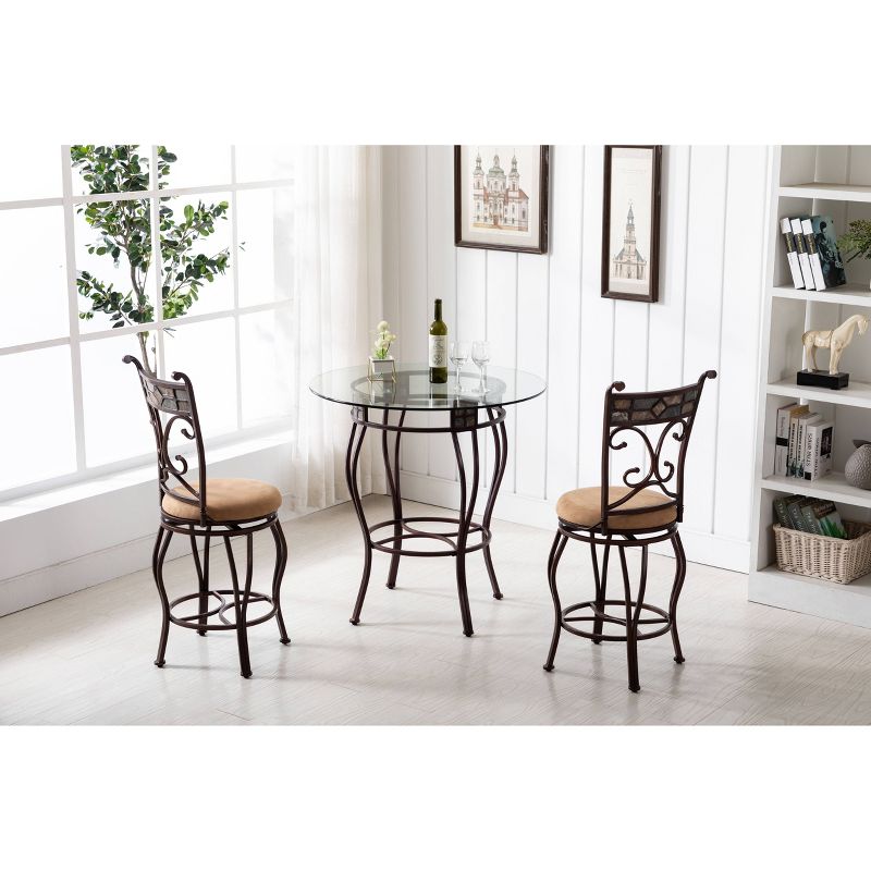 3pc Pub Dining Set Brown/Black - Boraam