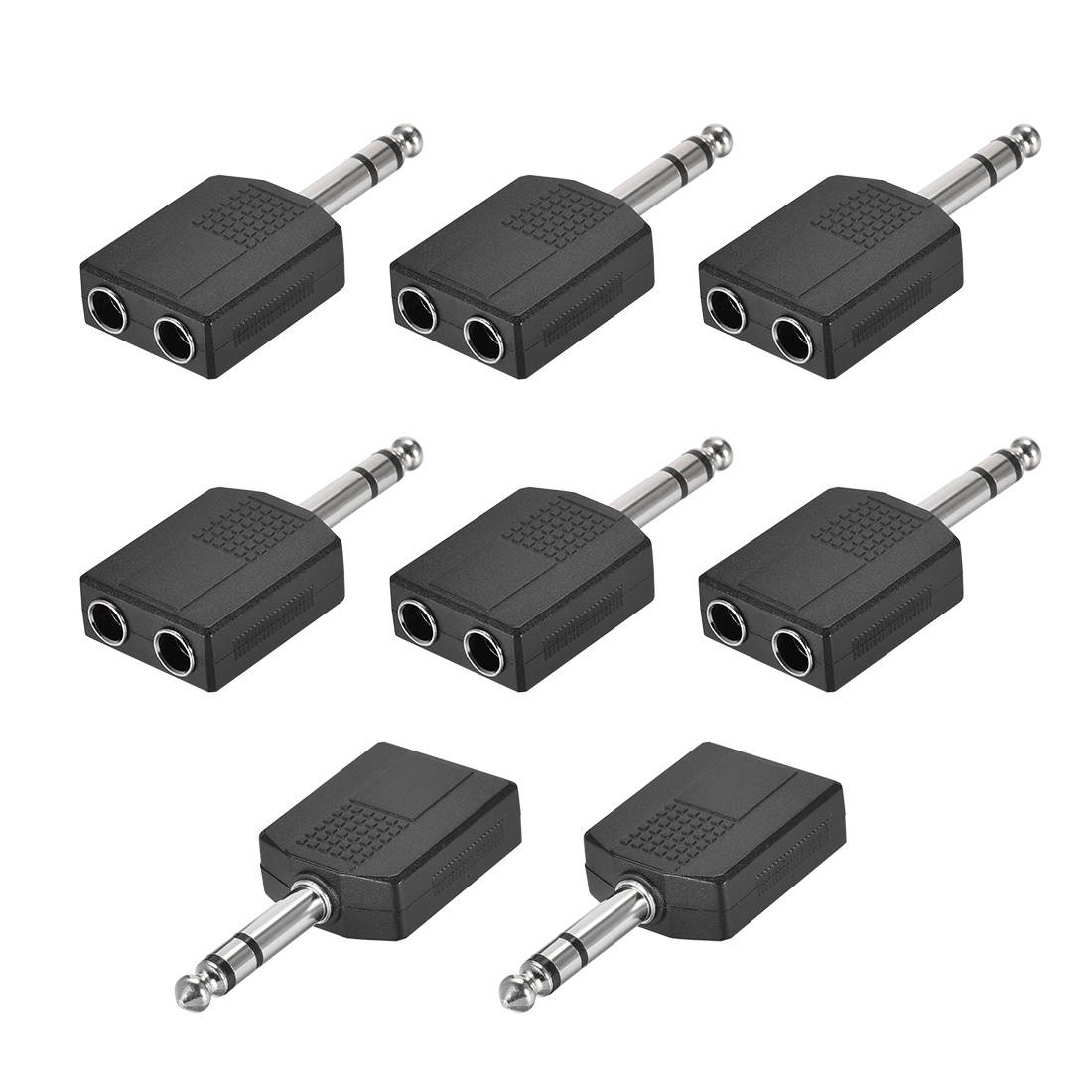 6.35mm Male to Dual 6.35mm Female Connector Splitter Adapter Coupler for Stereo Audio Video AV TV Cable Convert 8pcs