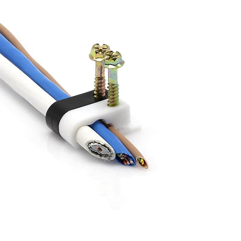 Dual Twin or Siamese Coaxial Cable Clips Cat6 Electrical Wire Cable Clip 12 in Screw Clip and Fastener Black 100 Pieces per Bag