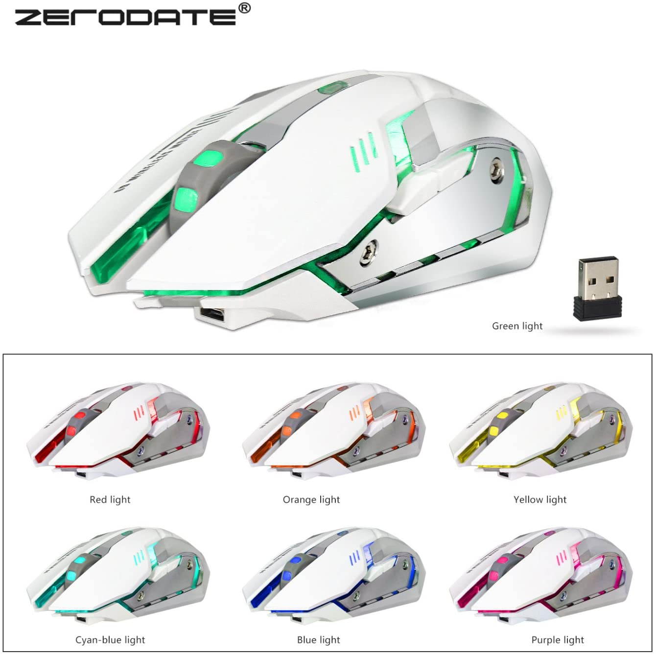 Wireless Gaming Mouse, 2.4GHZ Rechargeable Wireless Computer Game Mice Built in with 600mAh Battery