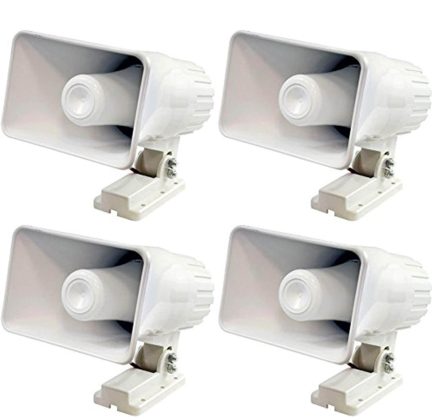 4) pyle phsp4 6" 50 watt indoor/outdoor waterproof home pa horn speaker - white