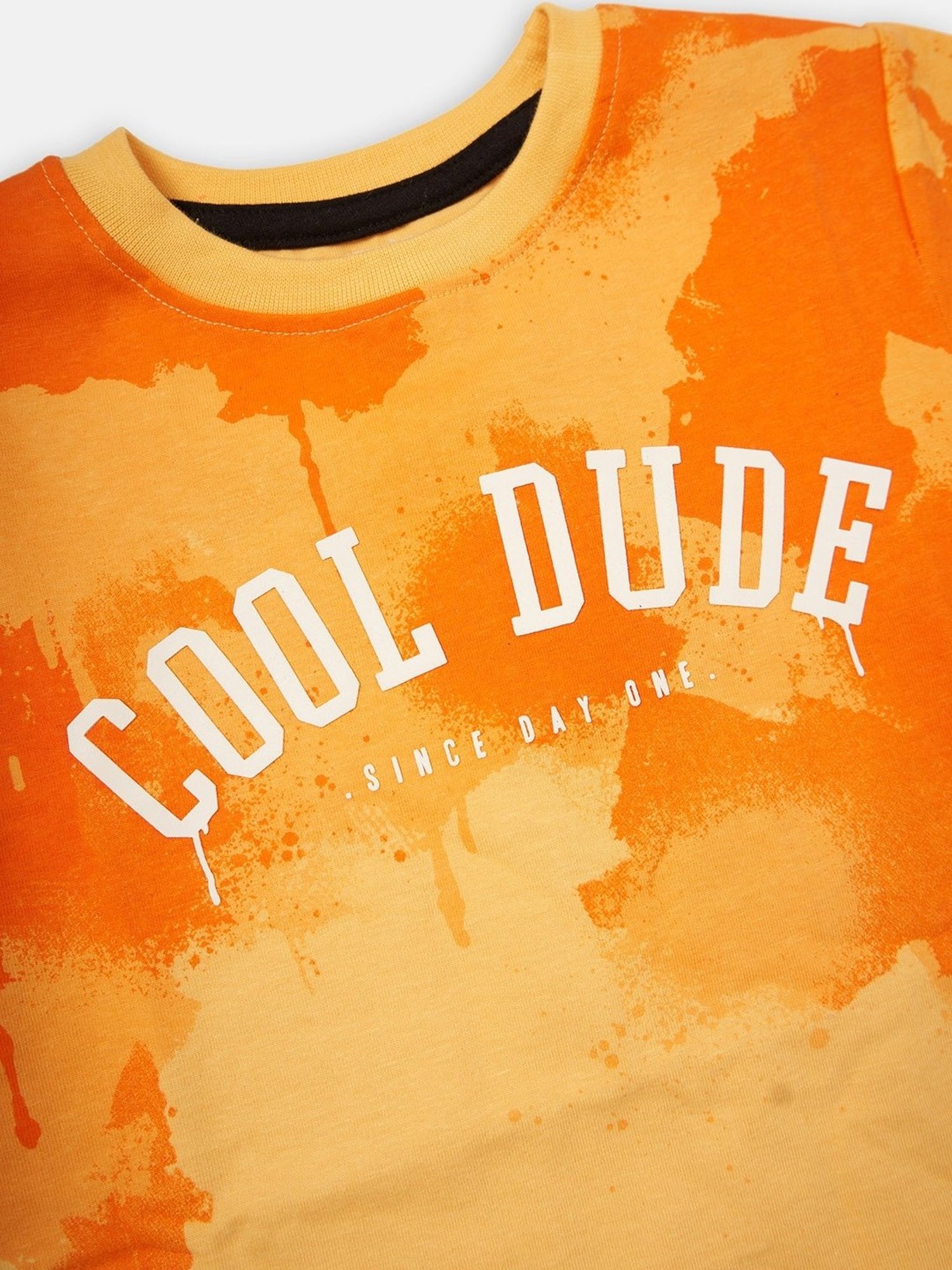 Angel & Rocket Kids Yellow Cotton Printed T-Shirt