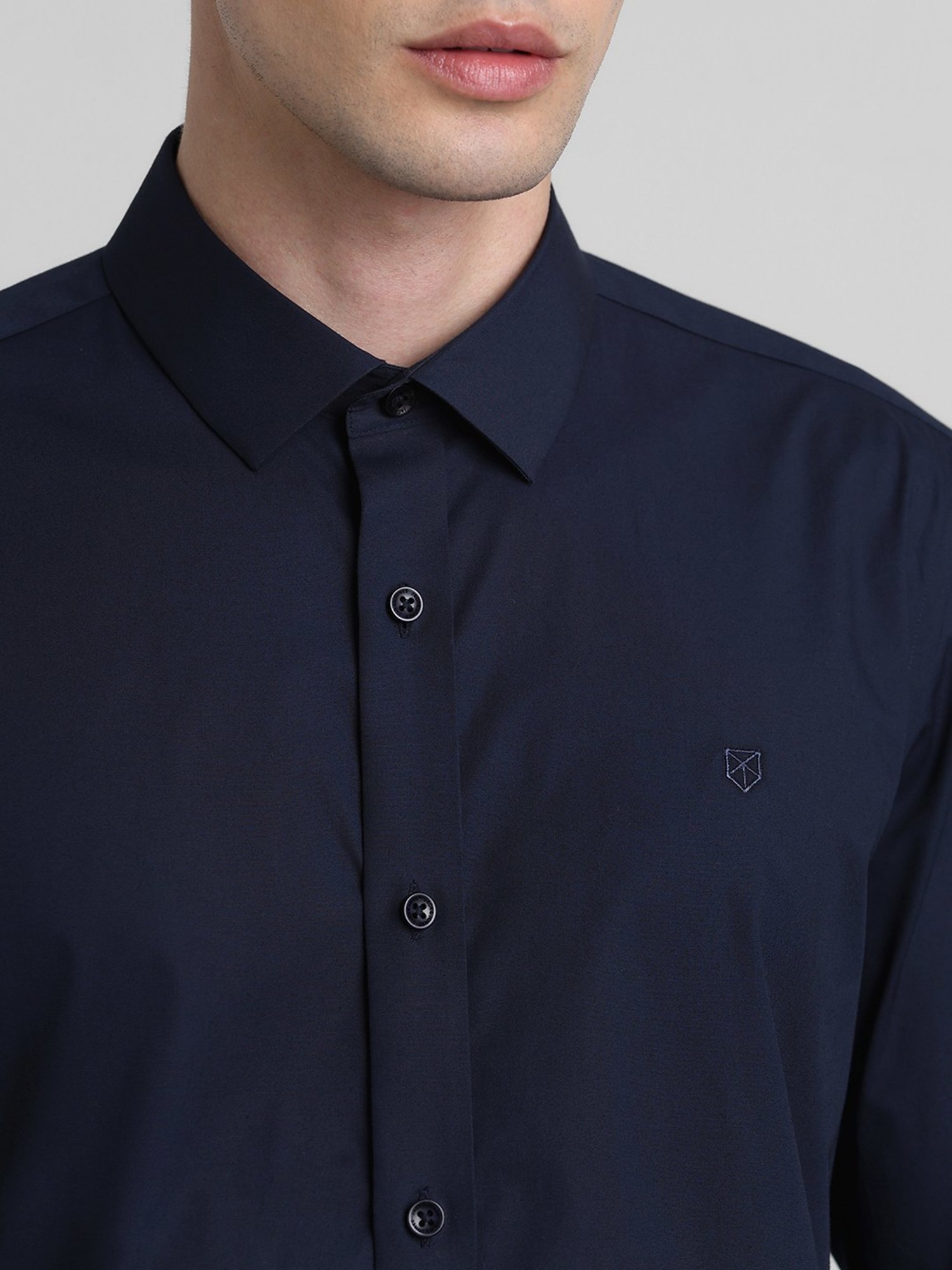 Jack & Jones Black Iris Cotton Slim Fit Shirt