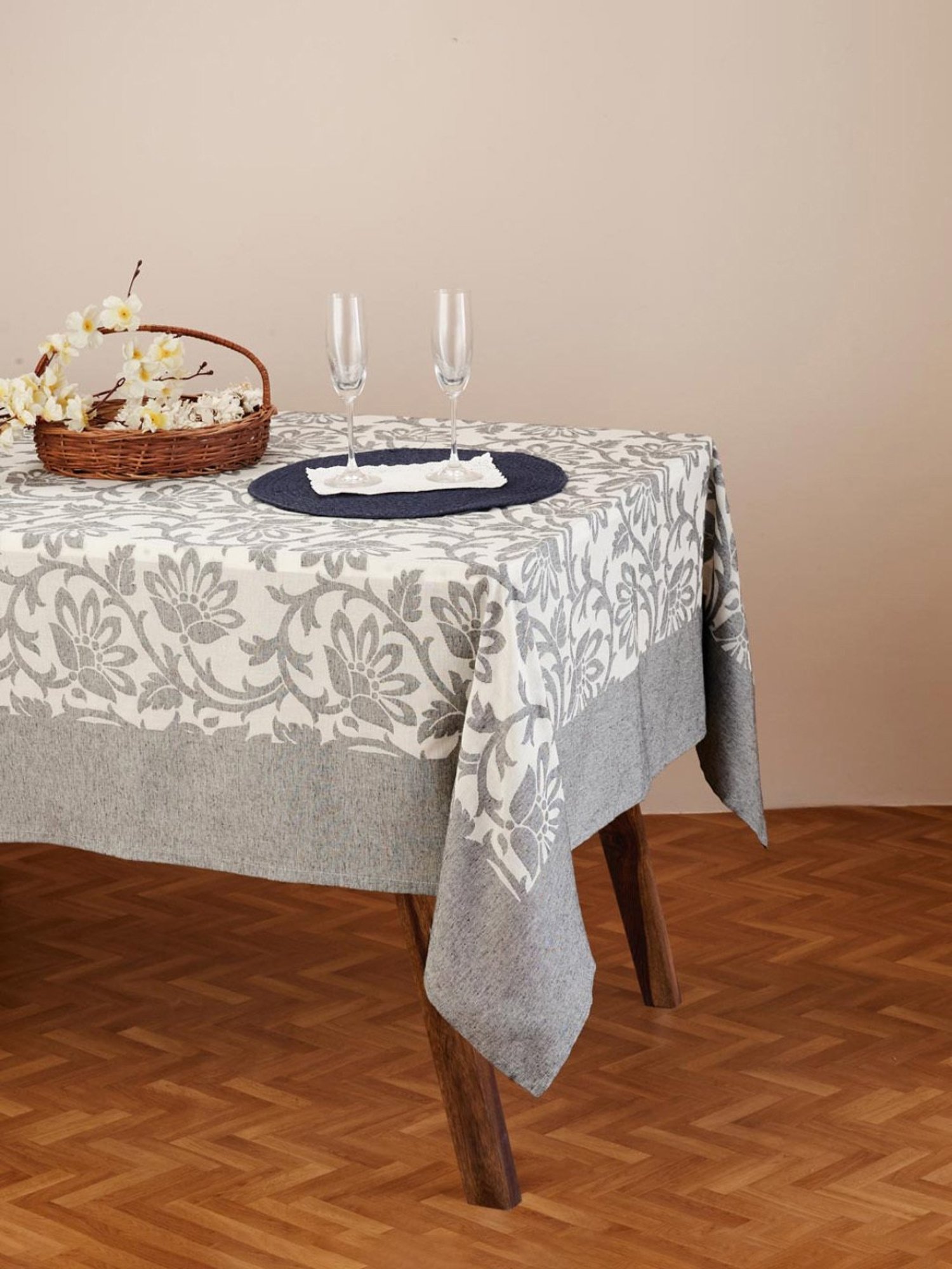 Romee Beige Cotton Checks Table Linen Sets