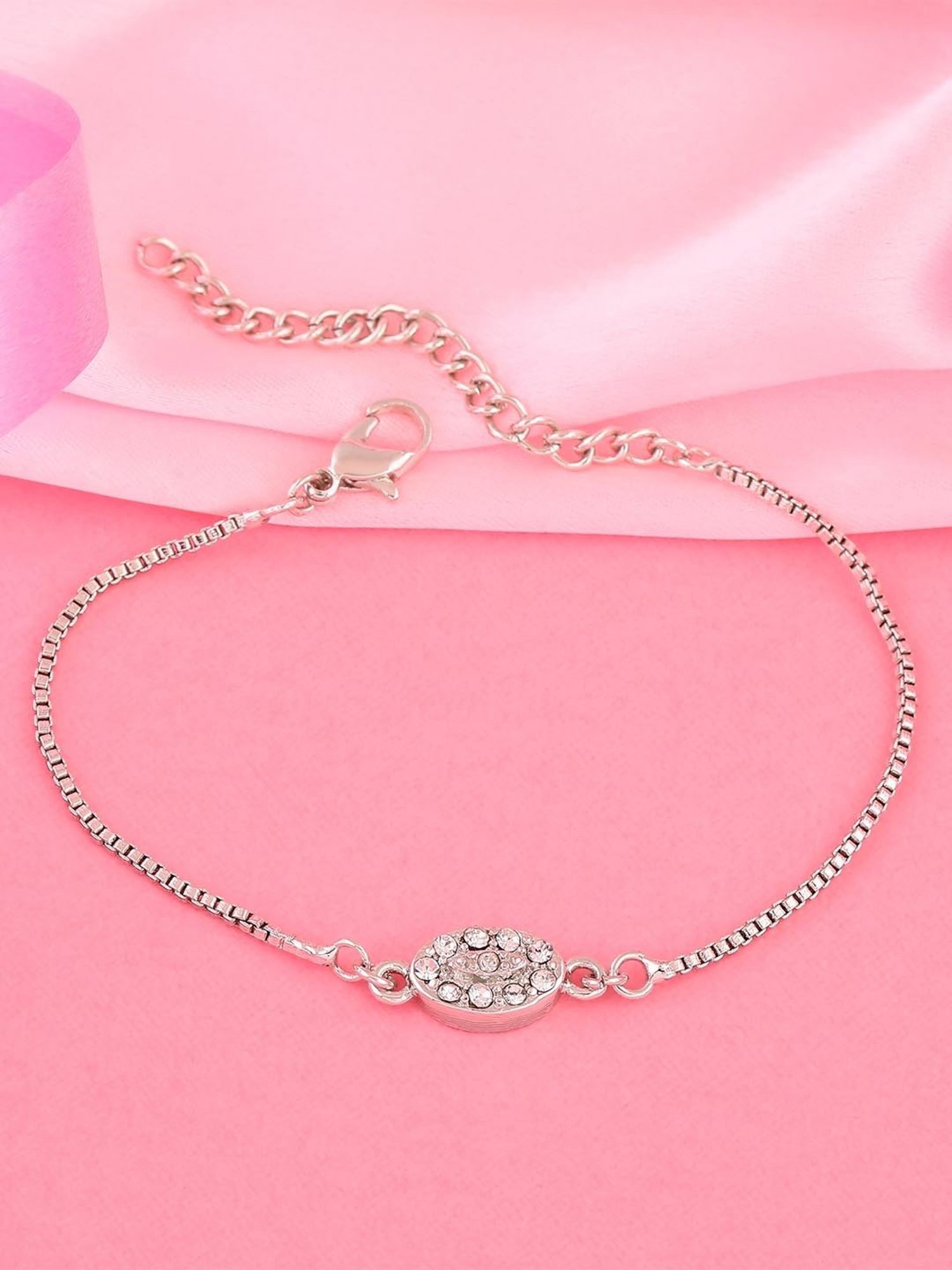 Estele Rhodium-Plated Bracelet with Austrian Crystals for Women