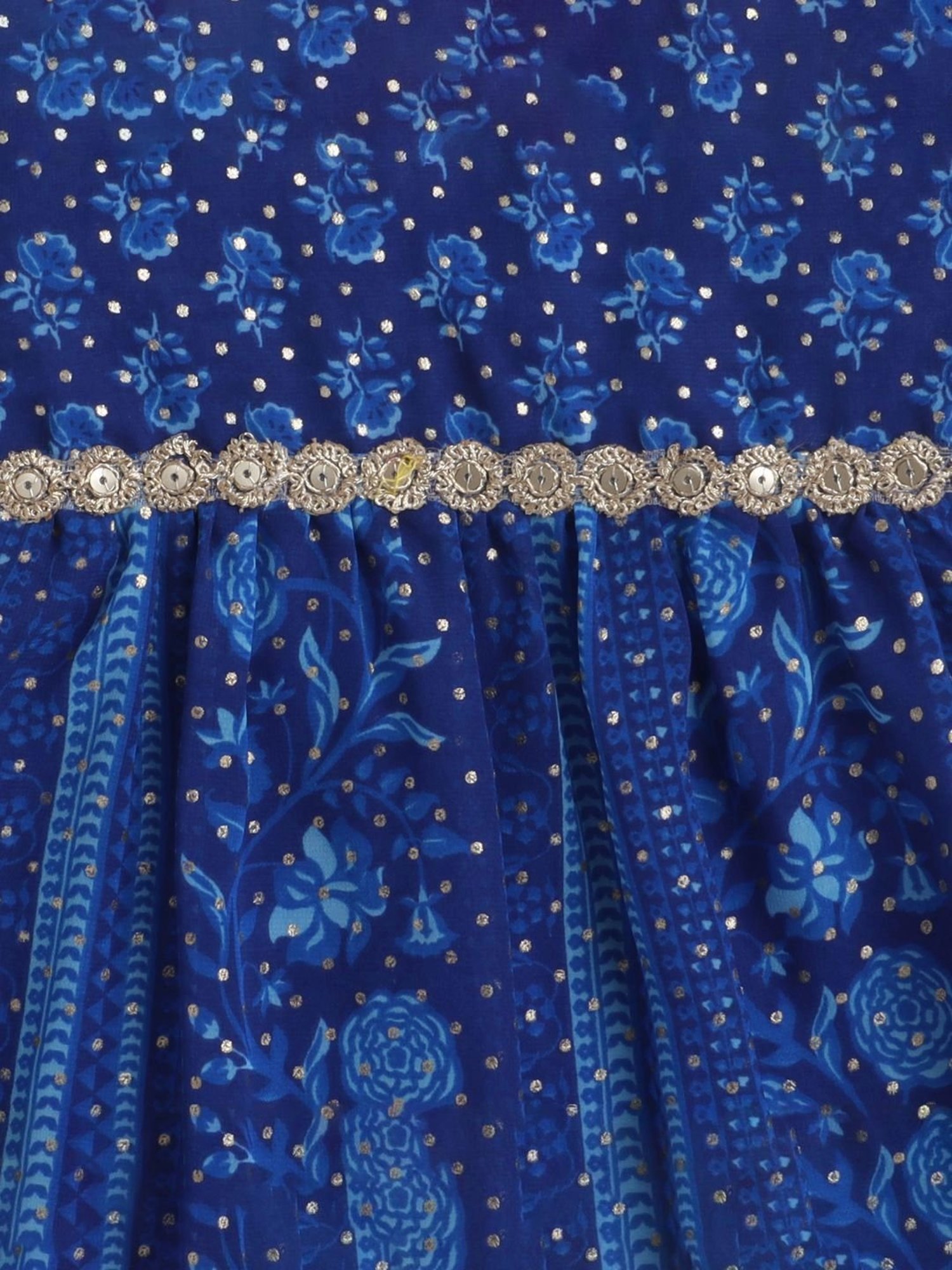 Many Frocks Kids Blue Floral Print Dress