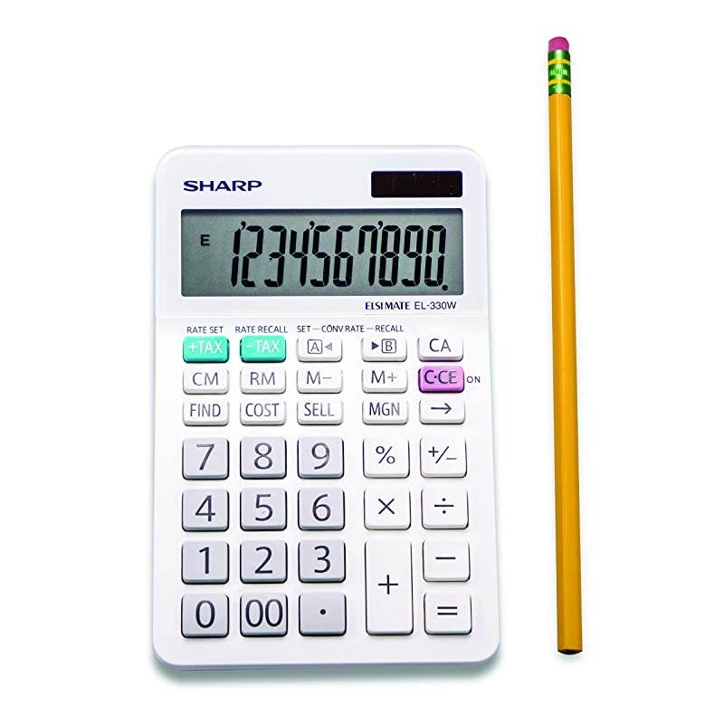 EL-330WB Standard Function Basic Desktop Calculator, Large Display, For Home and Office, Dual Power, Solar and Battery