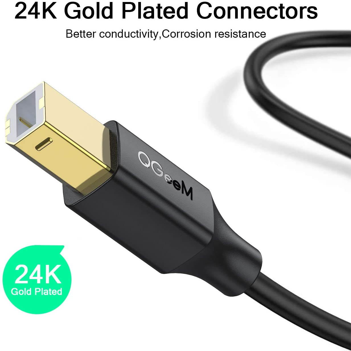 Printer Cable,QGeeM USB Printer Cable 6FT USB 2.0 Type A Male to Type B Male Printer Scanner Cable Compatible with HP, Canon, Dell, Epson, Lexmark, Xerox, Samsung and More, USB Cable for Printer