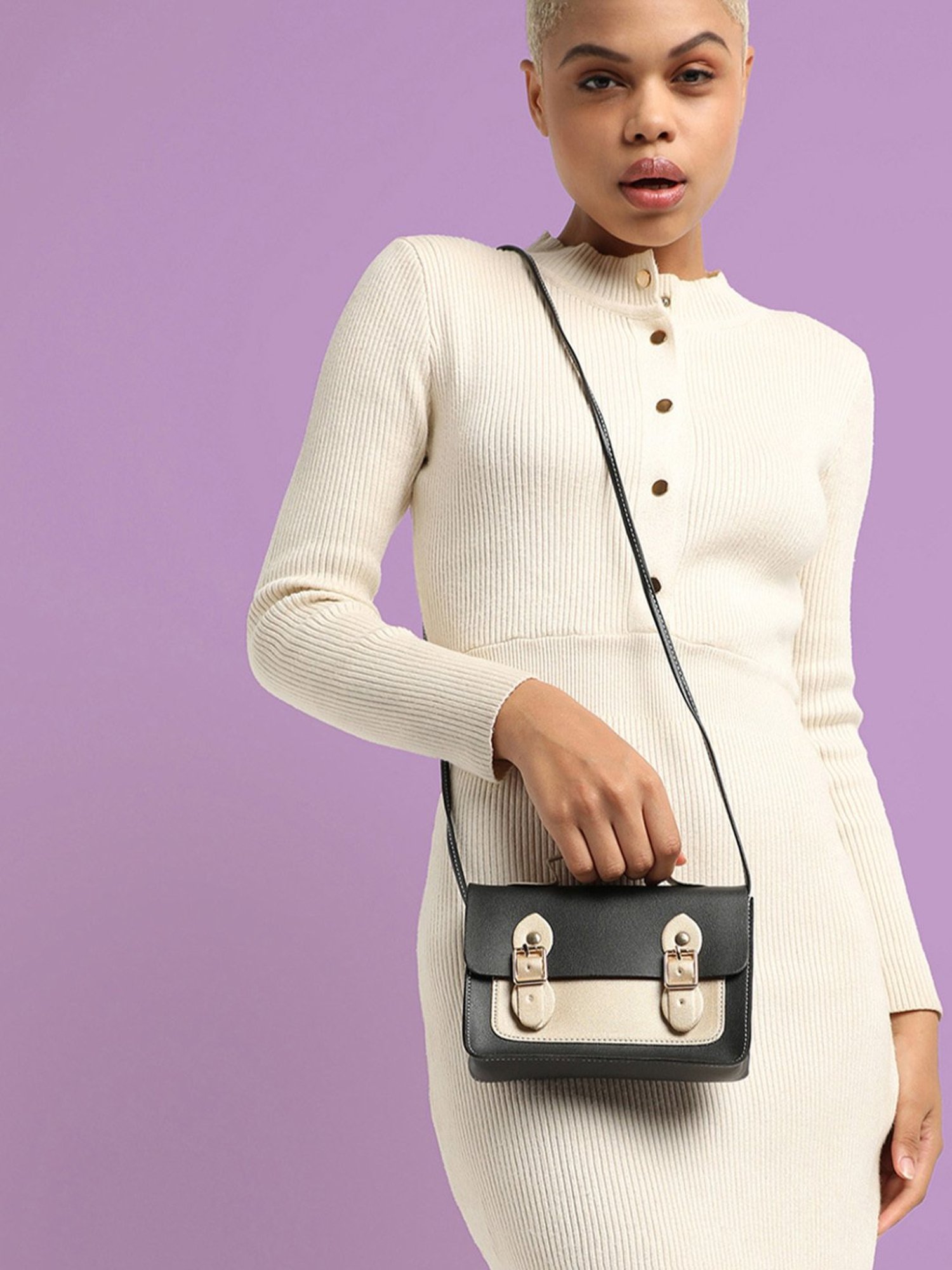 HauteSauce Black Medium Satchel Handbag