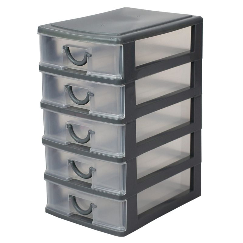 Home Basics 5 tier Plastic Drawer Organizer, Grey