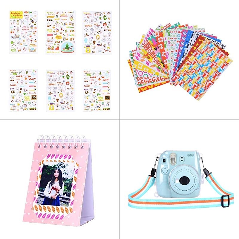 Instax Mini 9 Camera Accessories for FujiFilm Instax Mini 9 8 8+ Camera with Mini 9 Case/Album/Selfie Lens/Filters/Wall Hang Frames/Shoulder Strap (12 in 1 Fantasy Mountain Forest)