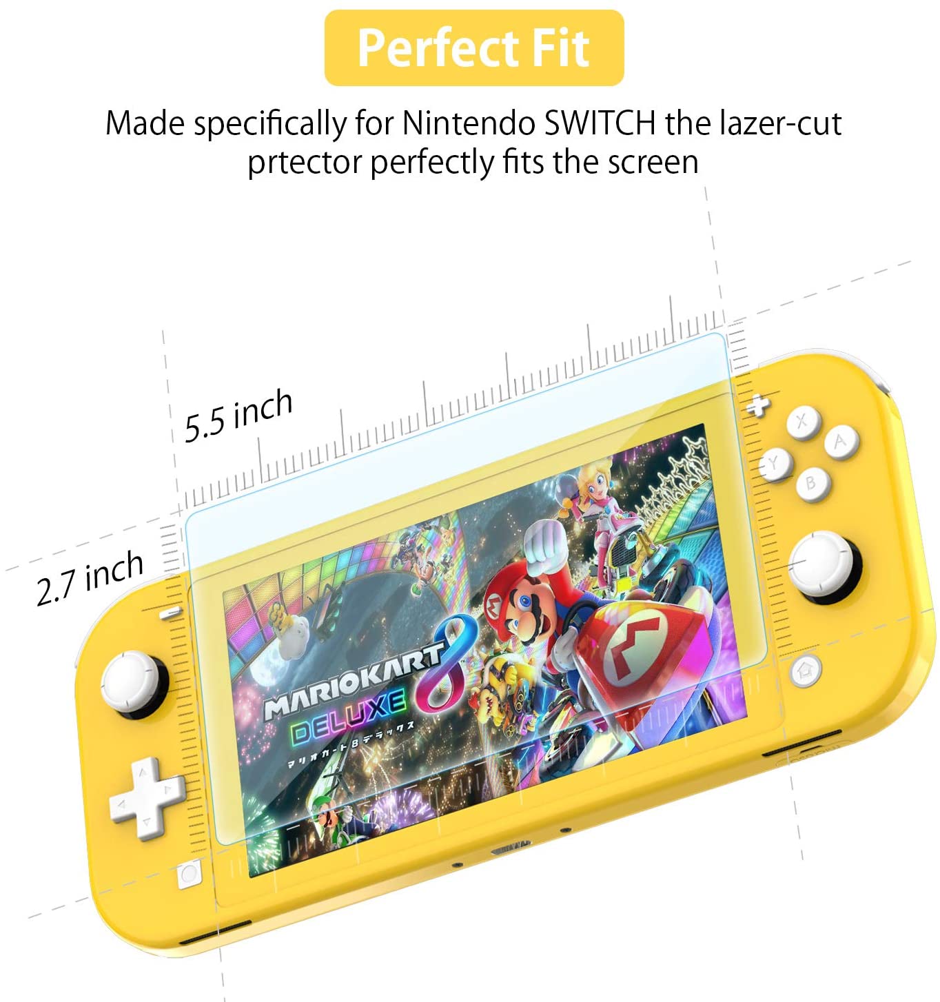 [2 Pack] Screen Protector for Nintendo Switch Lite, HEYSTOP Tempered Glass Film with Anti-Scratch for Nintendo Switch Lite