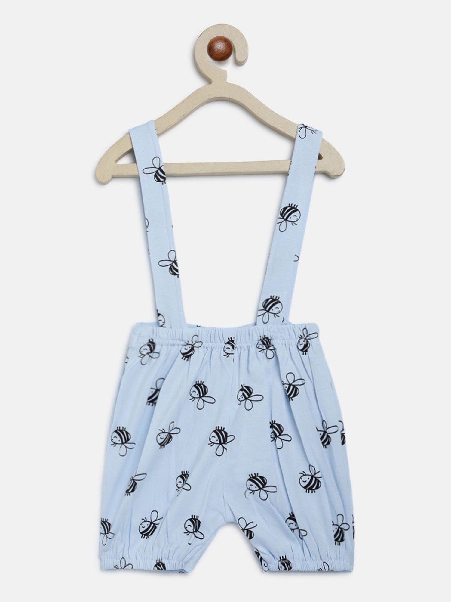Li'l Tomatoes Kids Off White & Light Blue Printed T-Shirt with Dungaree