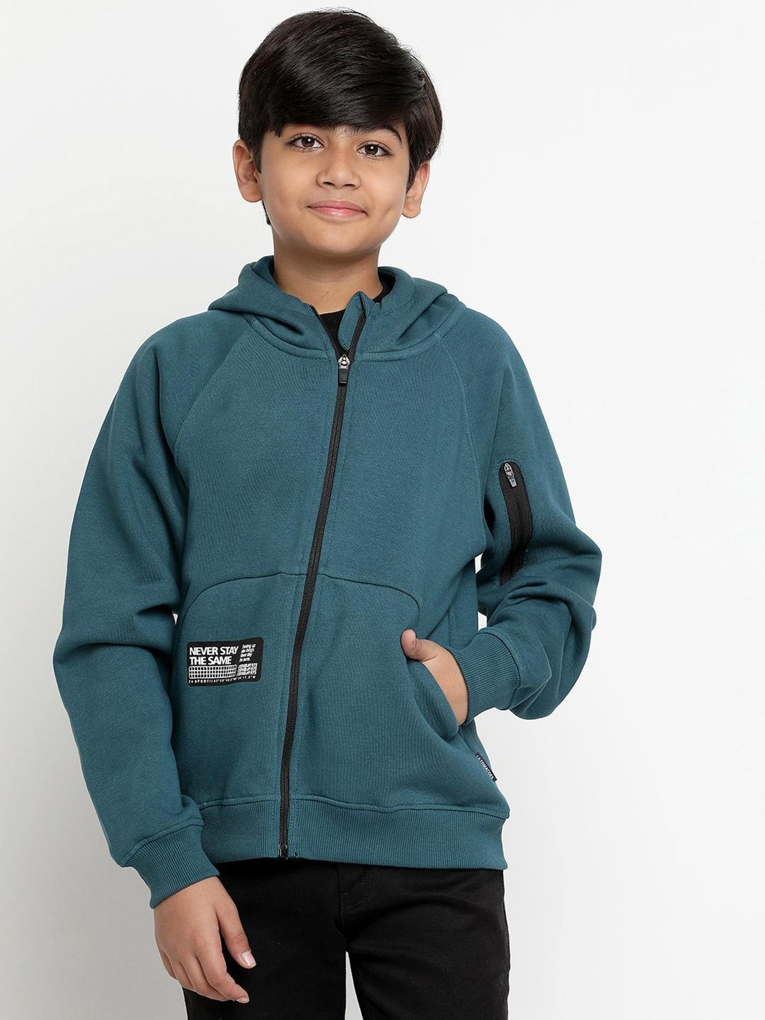 Lil Tomatoes Kids Teal Solid Full Sleeves Sweatshirt