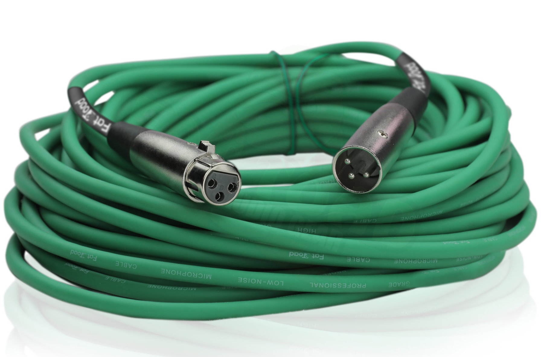 XLR Microphone Cables (4 Pack) by FAT TOAD | 50ft Professional Pro Audio Green Mic Cord Extension Patch with Lo-Z Connector | 20 AWG Shielded Wire & Balanced for Music Recording Studio Mixer Gear