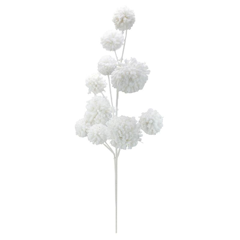 Raz Imports 28.5" White and Gold Glittered Pom-Pom Artificial Christmas Spray