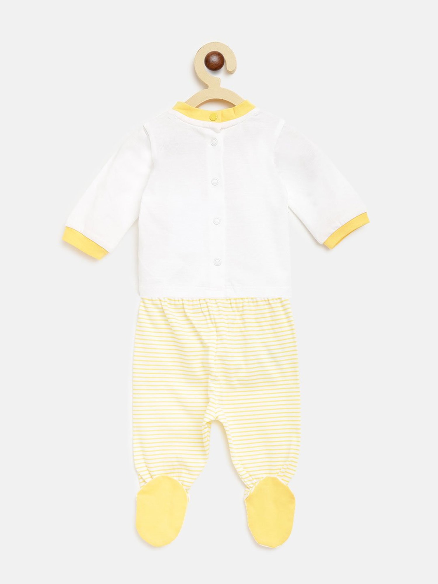 Chicco Kids White & Yellow Printed T-Shirt with Pants
