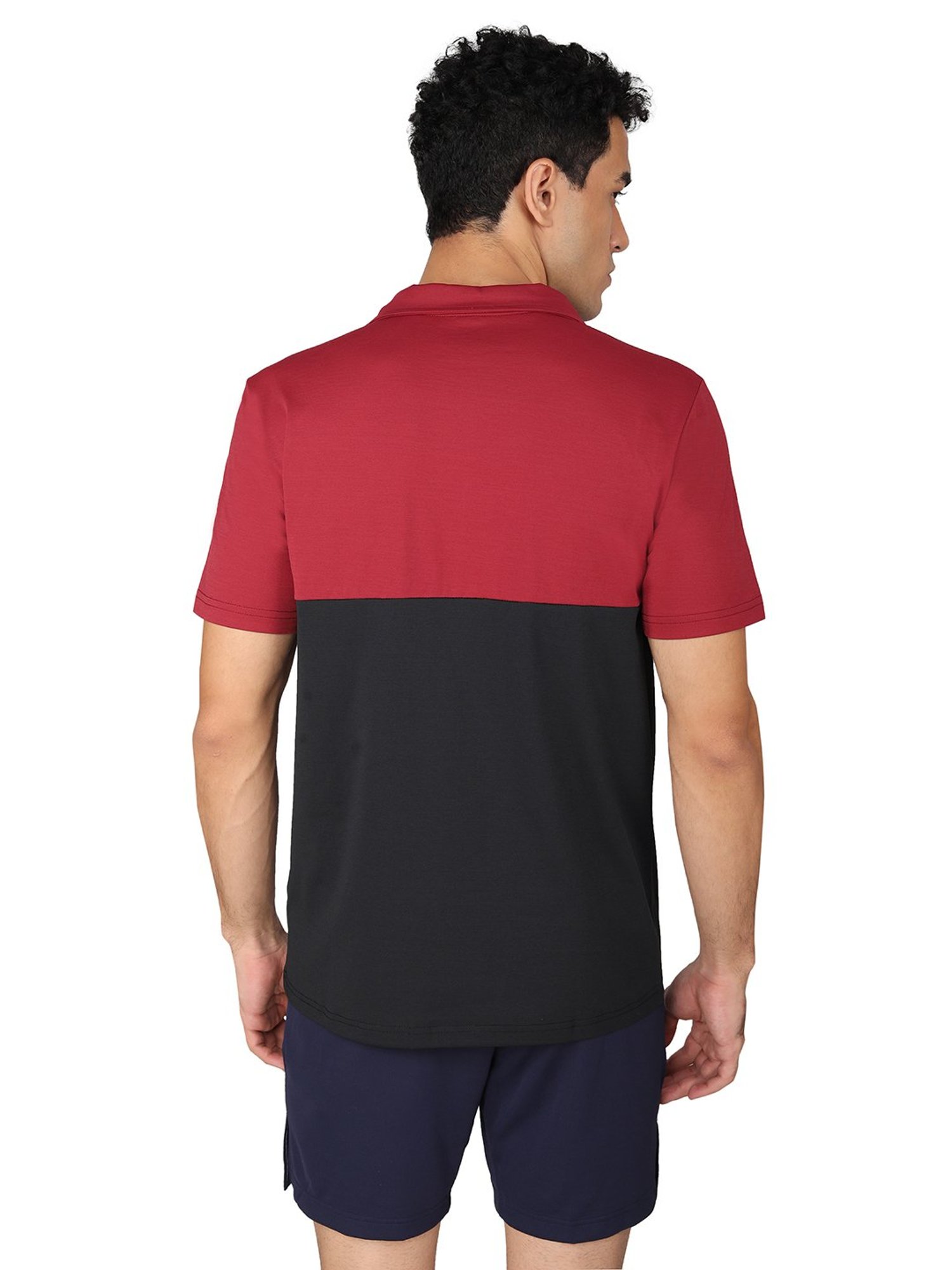 Yonex Red & Black Regular Fit Badminton Polo T-Shirt