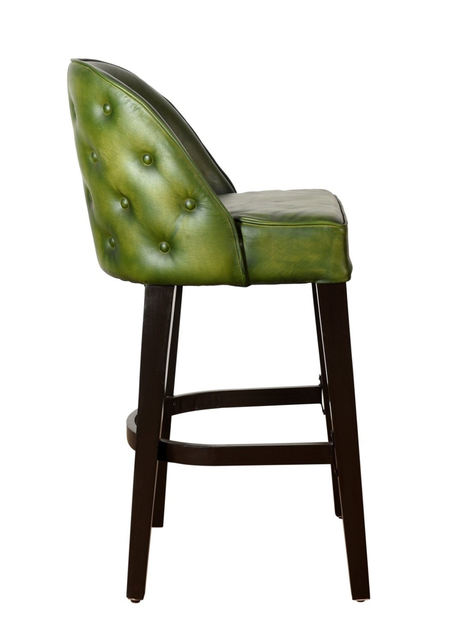Artisans Rose English Pub Chesterfield Green Sheesham Wood & Leather Bar Chair