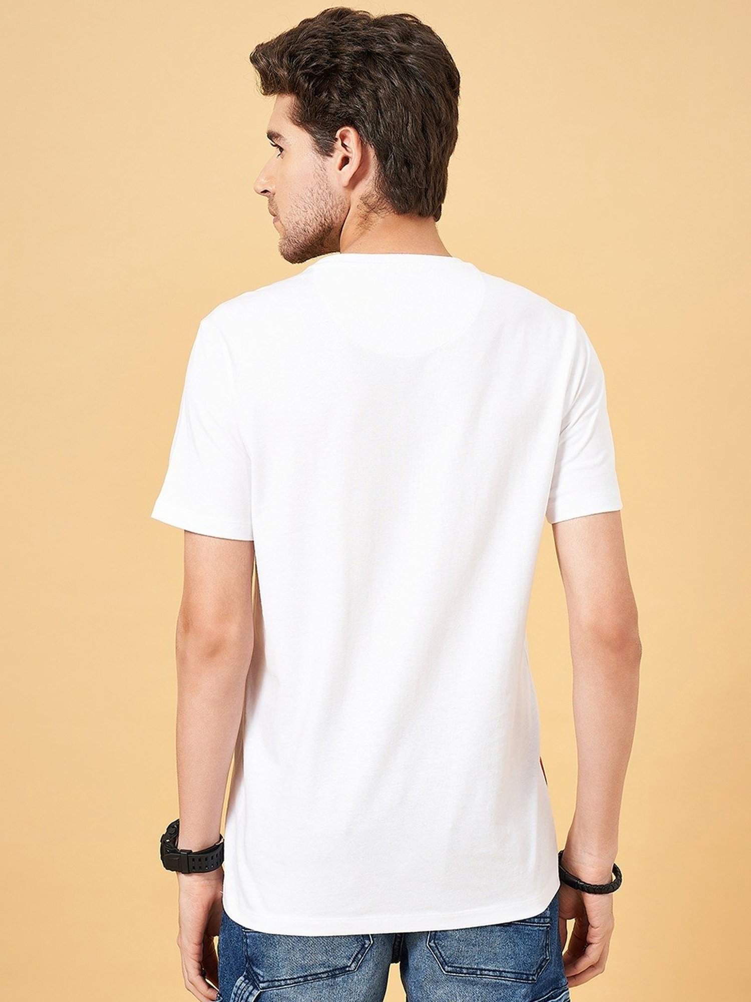 Sf Jeans By Pantaloons Bright White Slim Fit T-Shirt