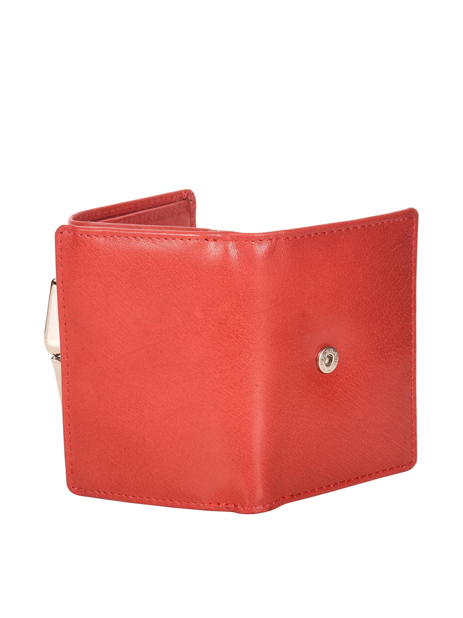 SASSORA Red Textured Rfid Tri-Fold Wallet for Women