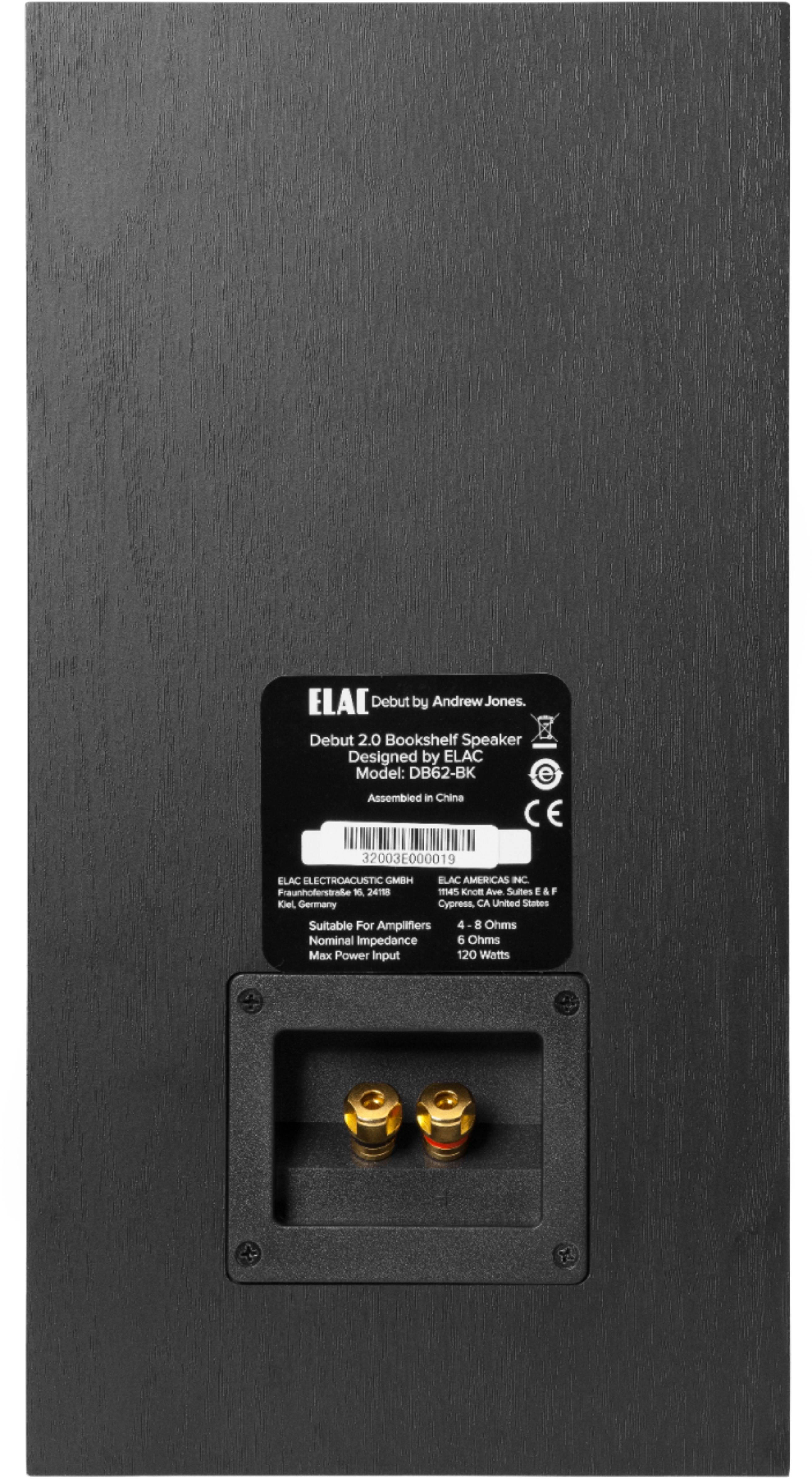 ELAC - Debut 2.0 6.5" 2-Way Bookshelf Speakers (Pair) - Black Ash (DB62-BK)
