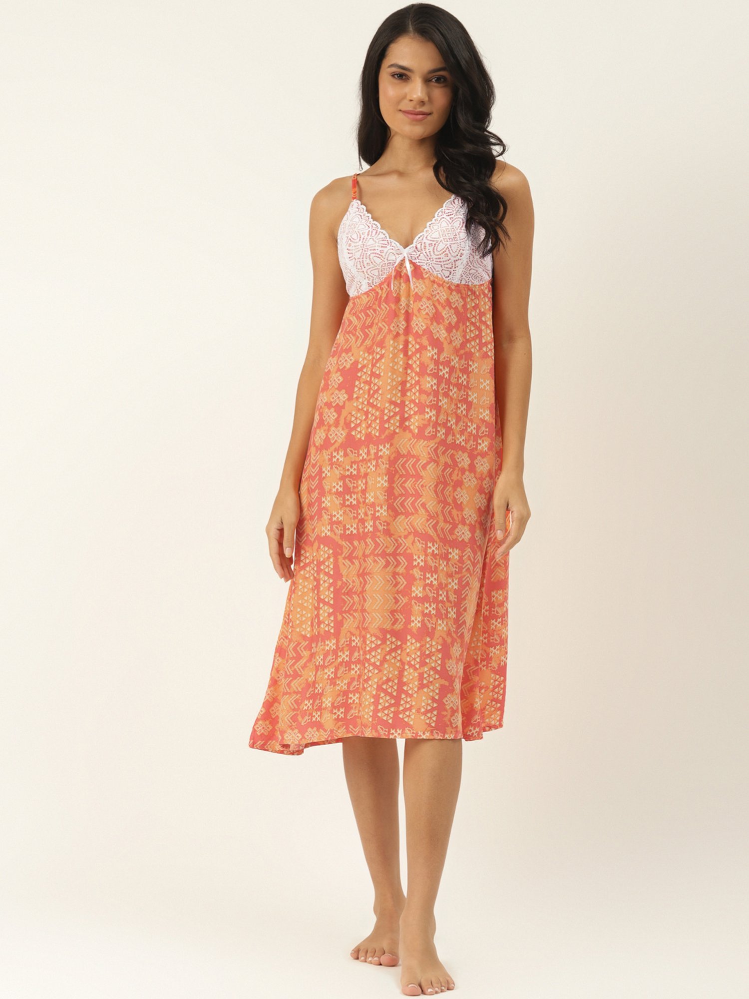 Ms.Lingies Orange Printed Chemise