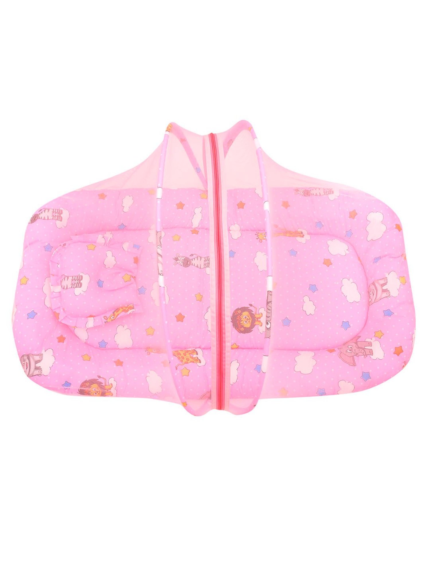 Baby Moo Tent Mattress Set with Neck Pillow Flying Animals Pink