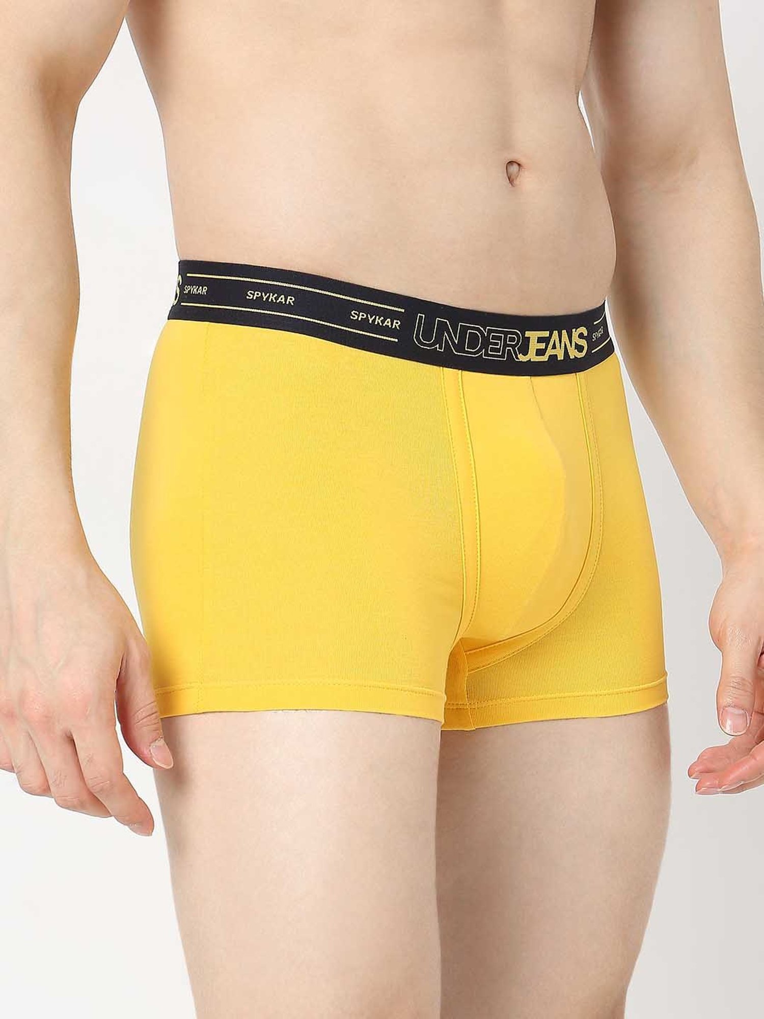 UnderJeans by Spykar Yellow Regular Fit Trunks
