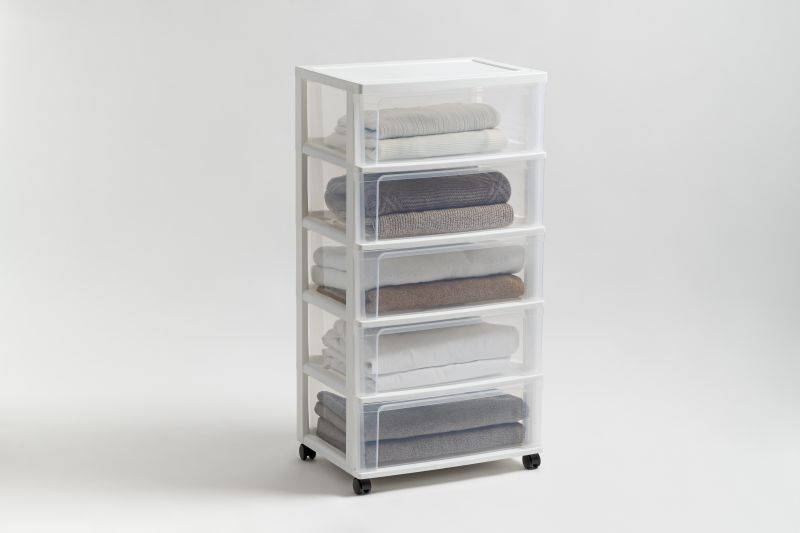 5-Drawer Wide Chest, White/Natural