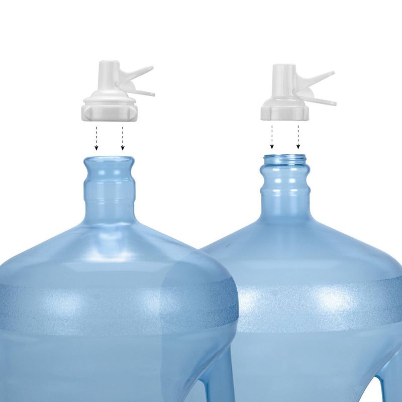 Brio Stainless Steel White 3 to 5gal Water Jug Stand with Fast Flow Spout Plus 2 Caps Included