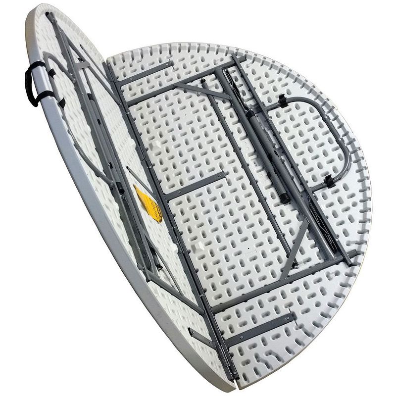 Plastic Development Group TGT823 Outdoor/Indoor 5 Foot Diameter Fold In Half Plastic Resin Round Folding Banquet, Dining, Card Table, White