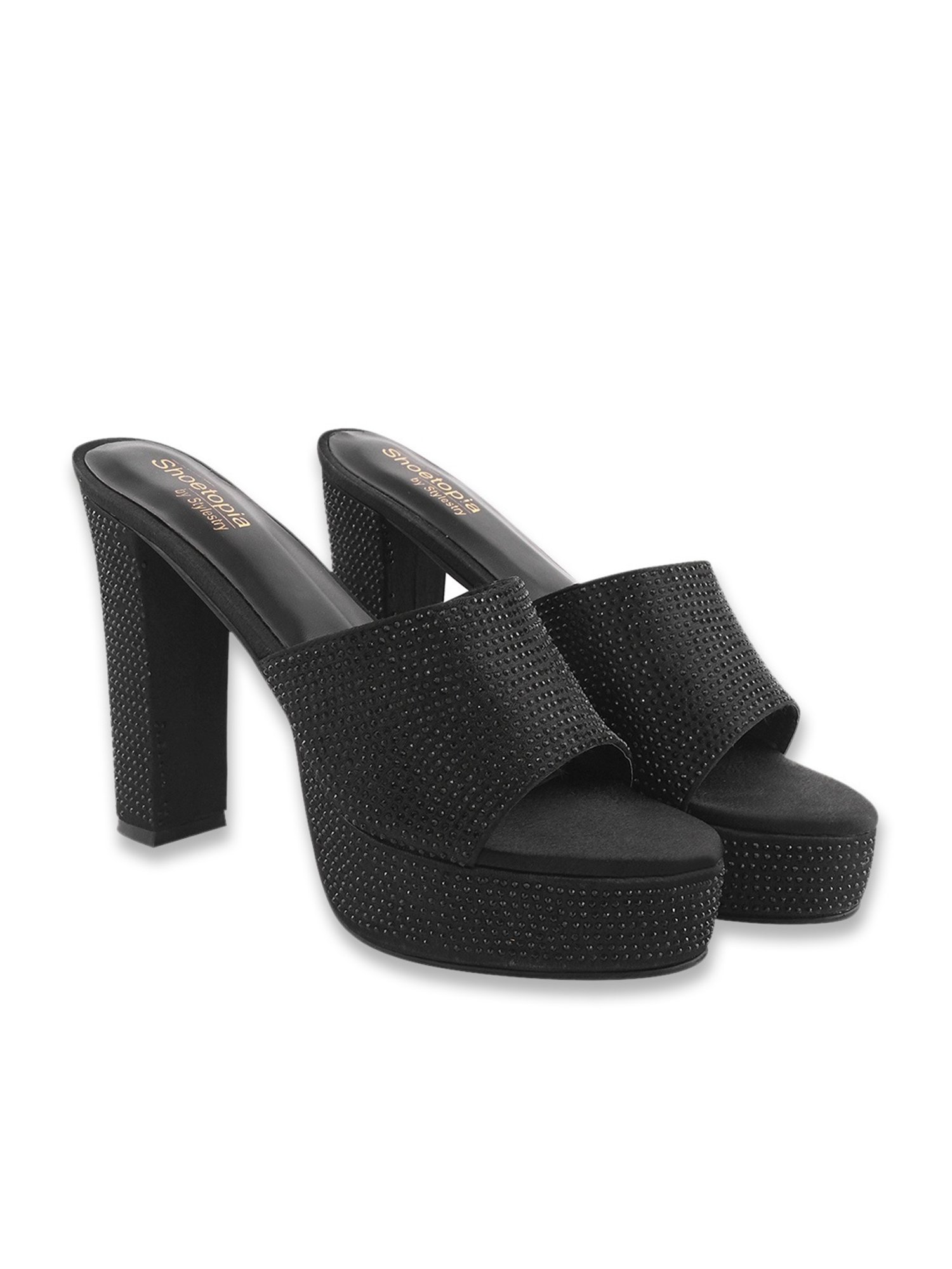 Shoetopia Women's Black Casual Sandals