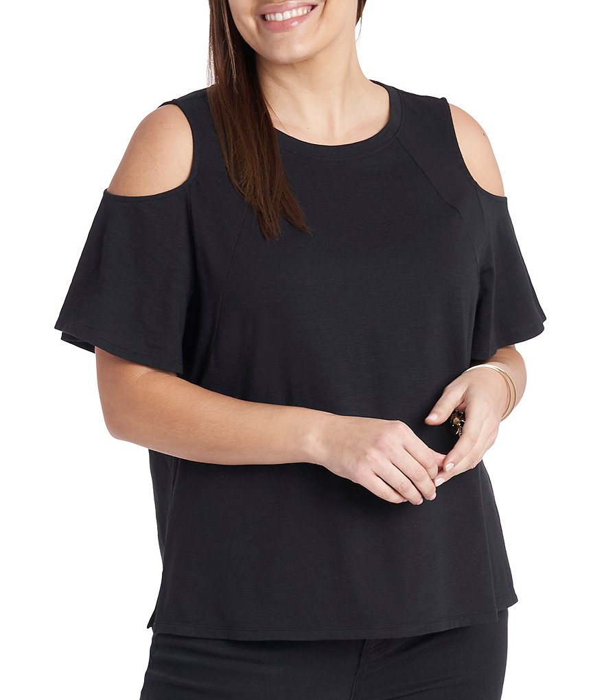Vince Camuto Plus Size Crew Neck Short Sleeve Cold Shoulder Tee