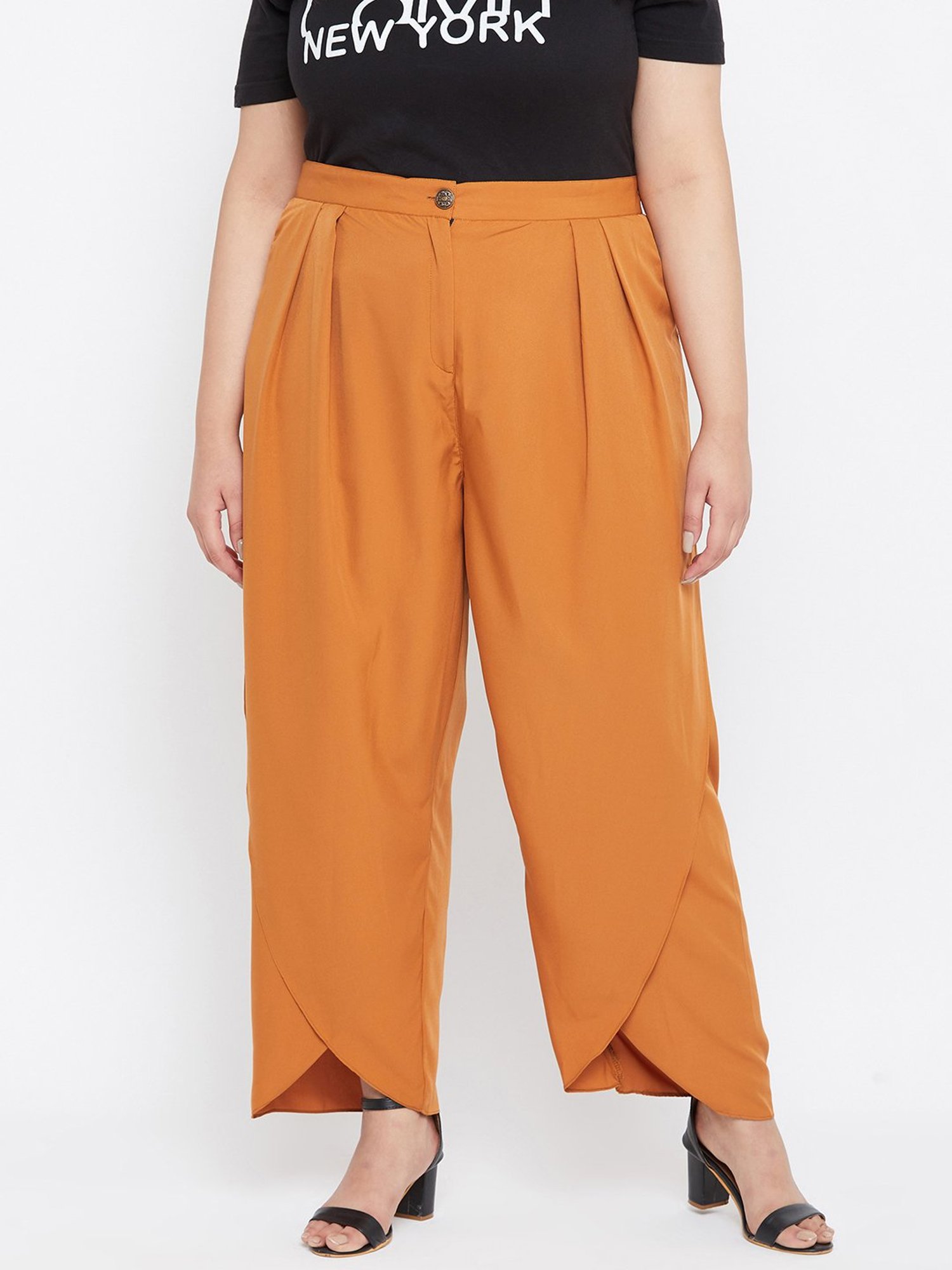 Uptownie Lite Women's Crepe Solid Plus Size Tulip Pants