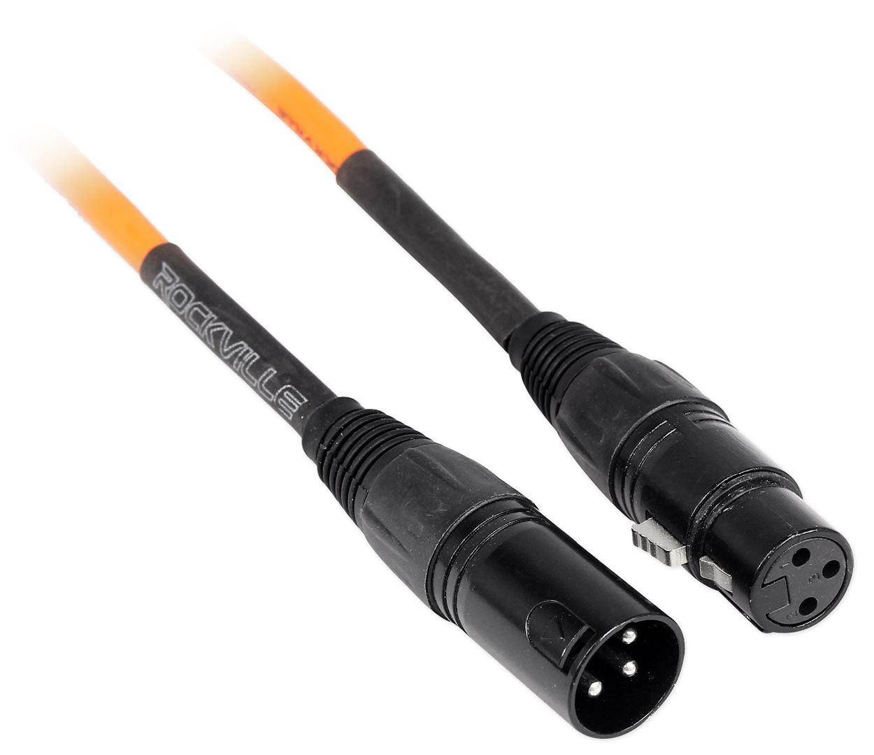 2 rockville rcxfm10po orange 10' female to male rean xlr mic cable 100% copper