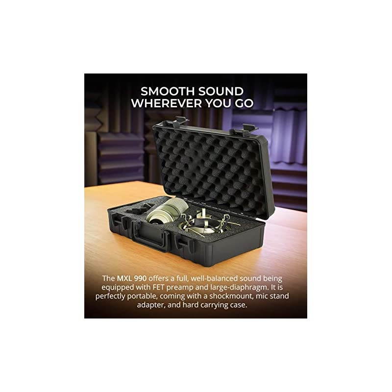 MXL 990 Cardioid Condenser Microphone for Podcasts, Voiceovers, Vocal and Acoustic Instrument Recording Bundle with  10-FT Balanced XLR Cable, and Pop Filter Windscreen