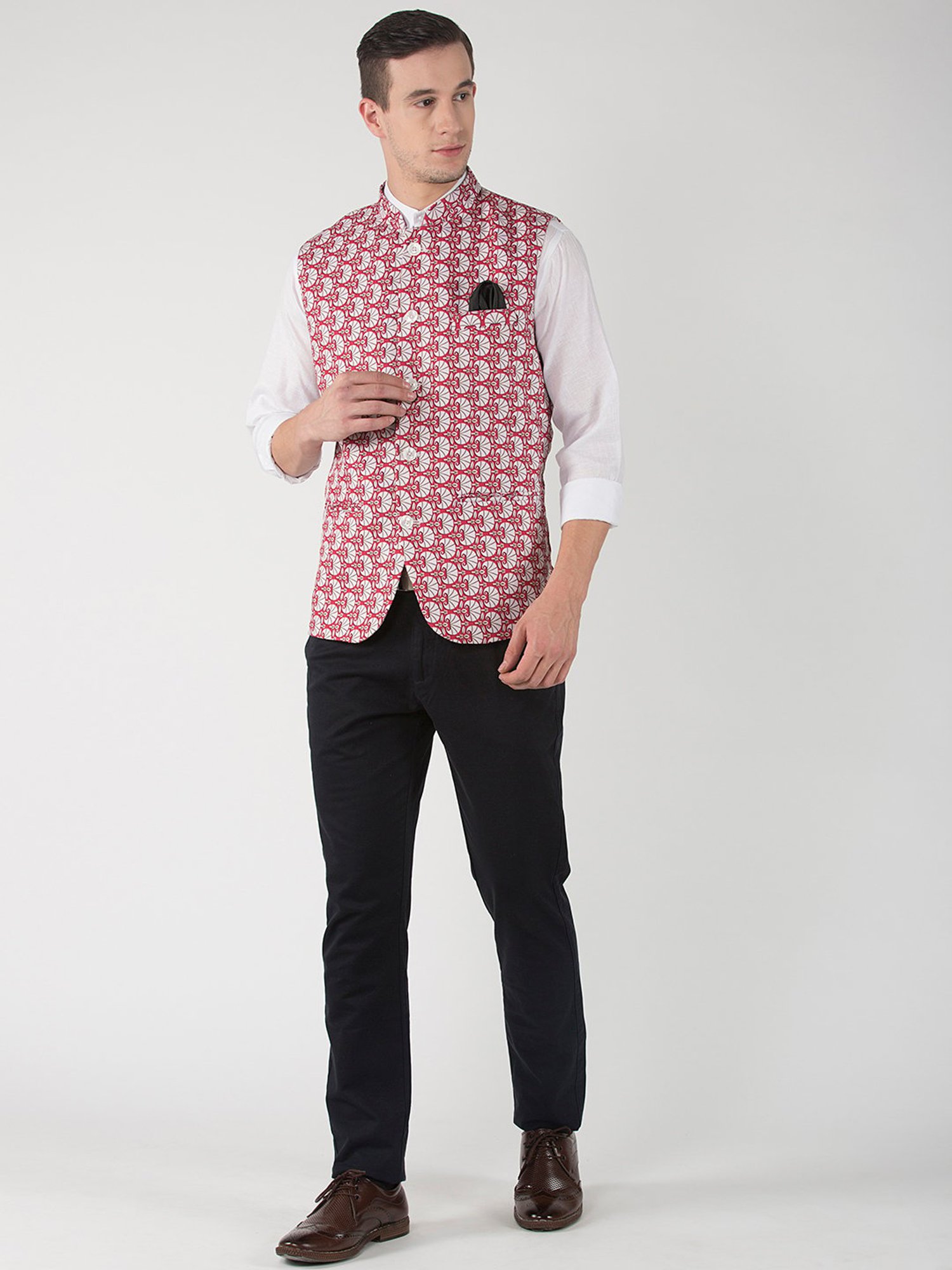 Hangup Plus Multicolor Regular Fit Printed Nehru Jacket