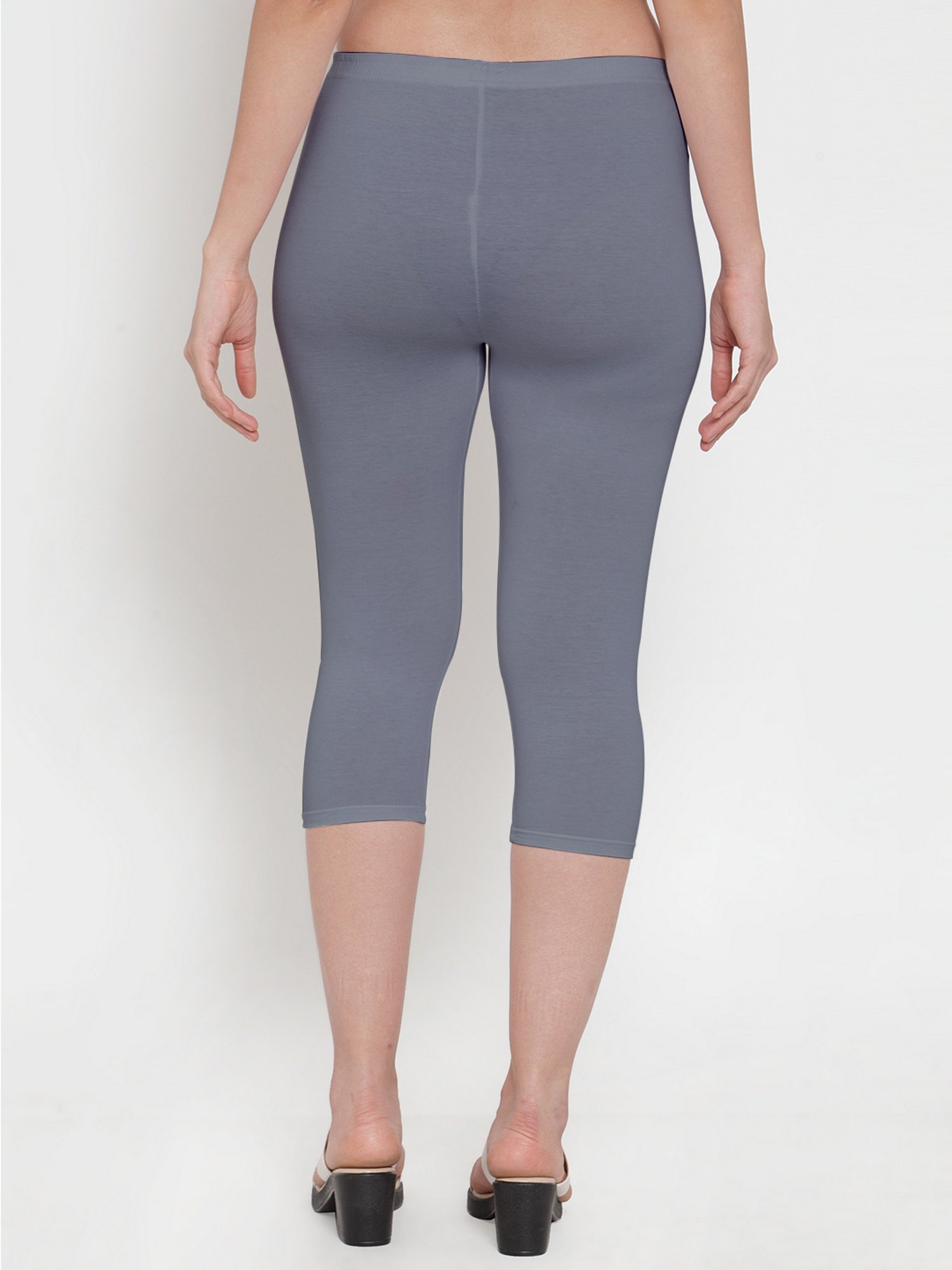 Gracit Grey & Navy Blue Mid Rise Capris - Pack Of 2