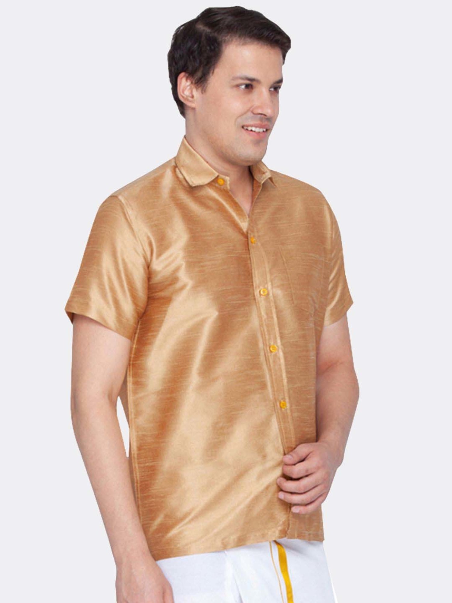 Ramraj Red Cotton Regular Fit Shirt