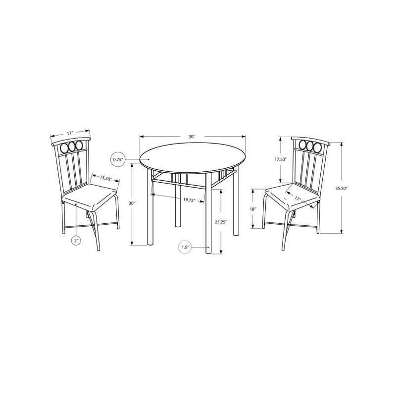 3pc Dining Set Black Metal - EveryRoom