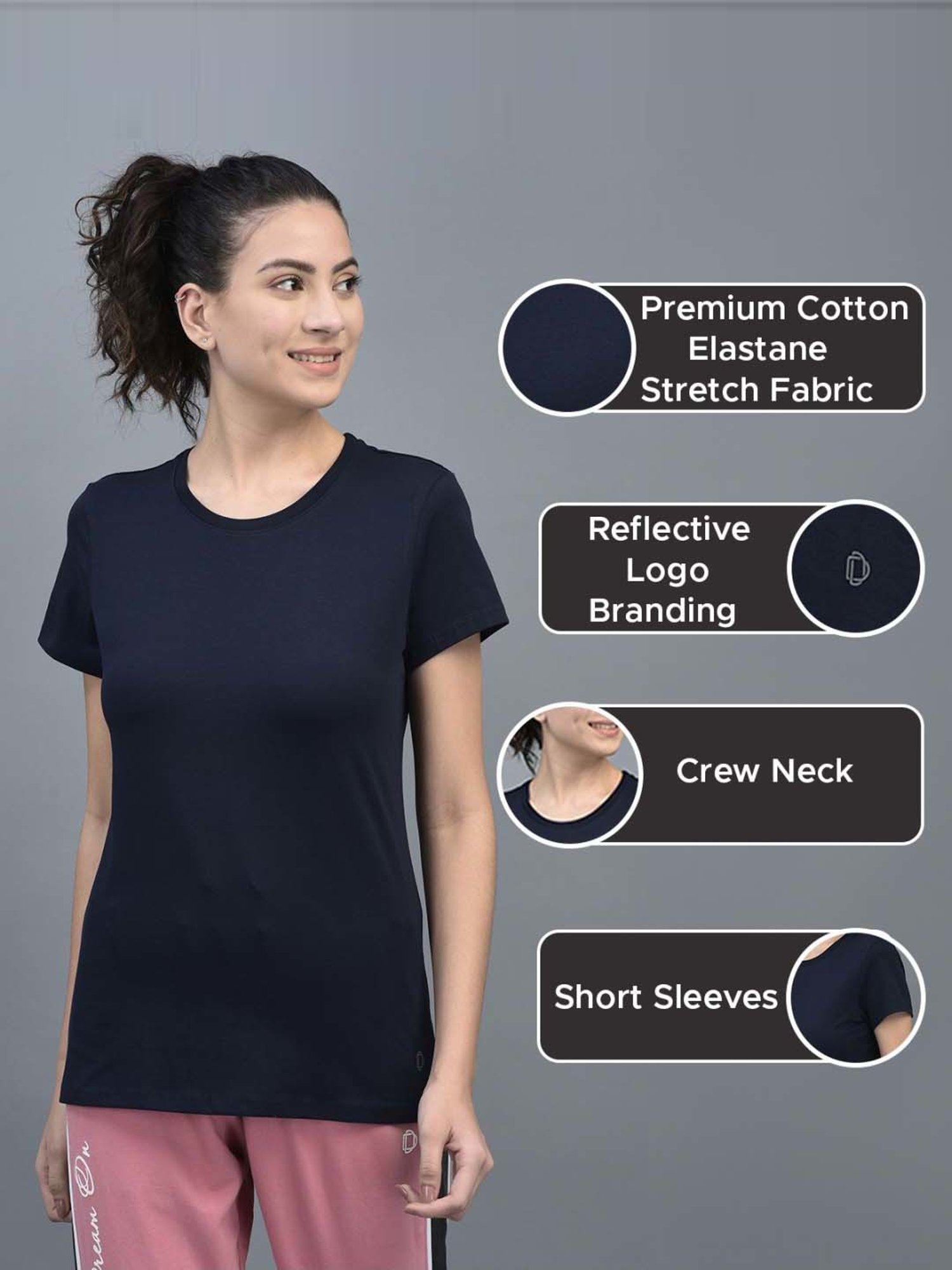 Dollar Navy & White Cotton Sports T-Shirt - Pack Of 2